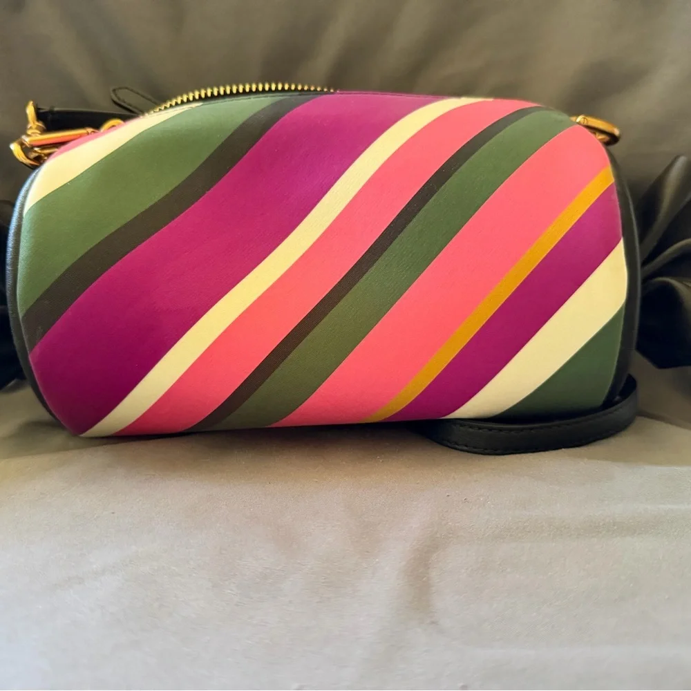 kate spade Multicolor Striped Barrel Cosmetic Bag in Green, Pink, Yellow novelty